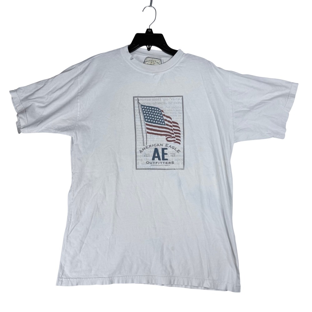 Vintage American Eagle T-Shirt M White American Flag Graphic Americana